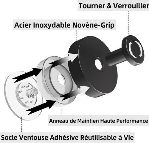 Novène Grip™ - Pack de crochets à ventouse ultra-résistants